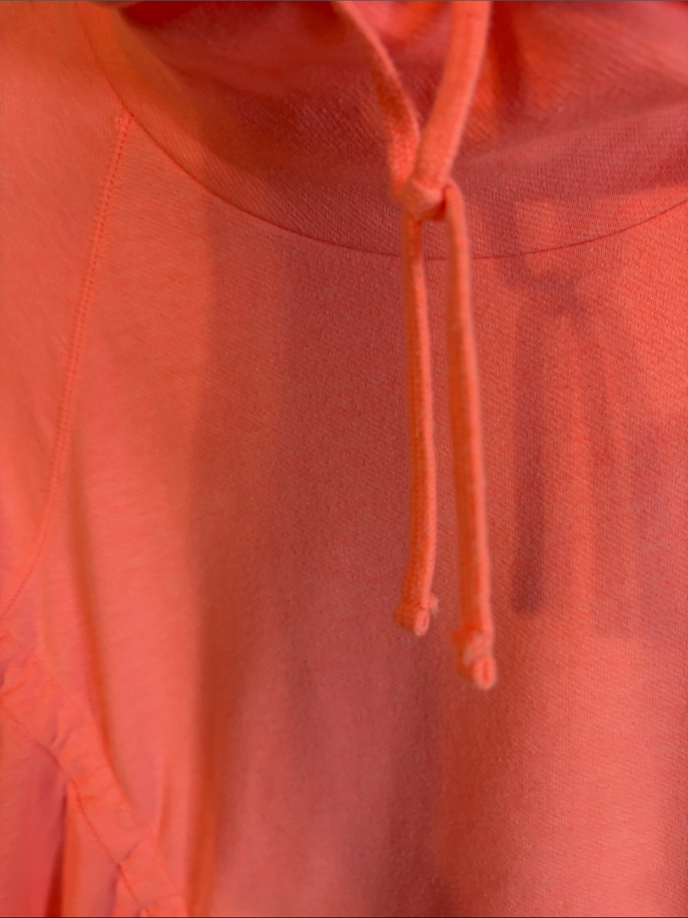 Lucy Neon Coral gold over Cowl Neck Pullover Hoodie. Med. - Picture 4 of 6